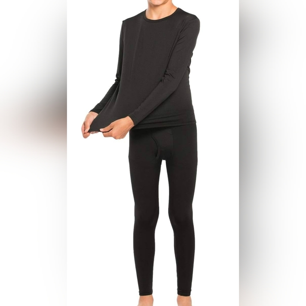ViCherub Boy's 2-Pack Thermal Base Layer Underwear Set Long Johns Black Small